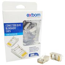 100 Conectores RJ45 Cat5Blindado na Caixa - EXBOM