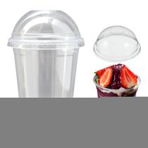 100 Copo C/ Tampa Bolha 700ml 770ml Transparente PP Plástico SC:Sem Furo - Ultra copos