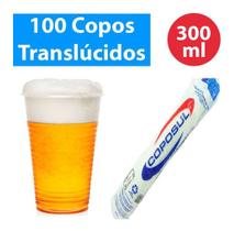 100 Copo Festa Chopp Descartável Translúcido 300ml