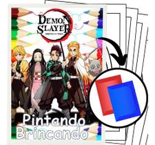 100 Desenhos Demon Slayer Para Colorir E Pintar - 50 Folhas Avulsas A4! 2 Desenhos Por Folha!