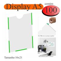 100 Display A5 Expositor Folha Quadro Aviso Parede Pet Verti