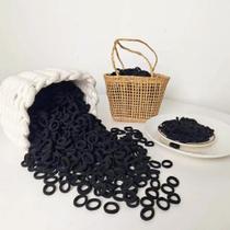 100 Elásticos Xuxinha Rabicó de Cabelo Preto Adulto Infantil Criança