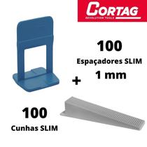 100 espacador nivelador slim 1mm az + 100 cunha slim cortag - CORTAG II