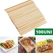 100 Espetos De Bambu Espetinho Churrasco 30cm Madeira 2 Pcts