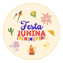 100 Etiquetas Adesivas Redondo 5cm - Festa Junina