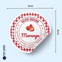 100 etiquetas GELEIA CASEIRA MORANGO em vinil a prova d'água 4x4cm 100 etiquetas GELEIA CASEIRA MORANGO em vinil a prova d'água 4x4cm