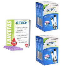 100 Fitas Tiras Reagentes G-tech Lite Glicemia + 100 Lanceta