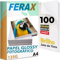 100 Folhas Papel Foto Glossy Adesivo À Prova D'água A4 135g - FERAX