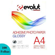 100 Folhas Papel Fotográfico Adesivo Glossy A4 130G Premium - Evolut