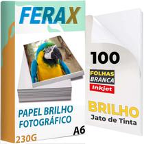 100 Folhas Papel Fotográfico Glossy 230g 10x15 Padrão - Ferax