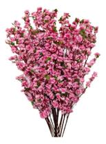 100 Galhos Flor Cerejeira Rosa Artificial 1,20m Planta