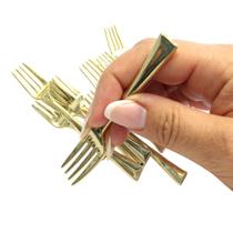100 Garfos Mini Sobremesa E Degustação Luxo dourado acrilico