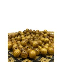 100 Gramas Miçanga Bola de Madeira Listrada 20mm - Aprox 50 Unidades - Terços, Japamala, Pulseira, braceletes