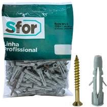100 Kits Bucha Parafuso Sfor Sfu 6mm Fixador Profissional Parede Gesso