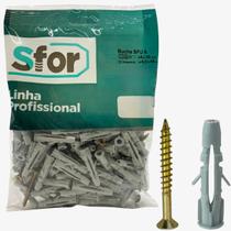 100 Kits Bucha Parafuso Sfor Sfu 6mm Fixador Profissional Parede Gesso 100 Kits Bucha Parafuso Sfor Sfu 6mm Fixador Profissional Parede Gesso