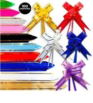 100 Laço Pronto Fácil Para Presente Laço Mágico 17mm x 34cm Cores Sortidas