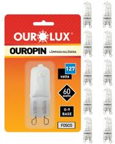 100 Lâmpada Halógena Bipino G9 60w 127v Ourolux Luz Amarelada 2800K