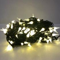 100 Lâmpadas Pisca Pisca Formato Bico Luz De Led Natal Branco Quente - GrupoShopMix