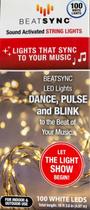 100 Luzes de Led Brancas Natal Beat Sync Fada Ativadas por Som