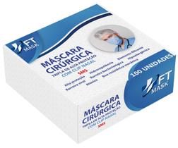 100 Mascaras descartaveis cirurgica ANVISA tripla SMS clip nasal - FT mask care+