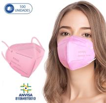 100 Máscaras Descartáveis Rosa KN95 WWDoll 5 Camada Anvisa