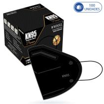 100 Máscaras KN95 Premium Descartáveis Preta WWDoll