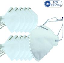 100 Máscaras Não Reutilizáveis PFF2 KSN Branca Para Proteção Facial Clip de Nariz e Elástico de Cabeça