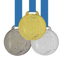 100 Medalhas 35mm Honra ao Mérito Ouro Prata Bronze Com Fita