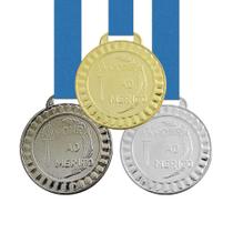 100 Medalhas 45mm Honra ao Mérito Ouro Prata Bronze Com Fita