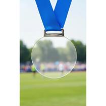 100 Medalhas Acrílicas 5cm Fita Azul/Amarela - Prêmios Desta 100 Medalhas Acrílicas 5cm Fita Azul/Amarela - Prêmios Desta
