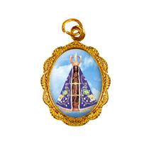 100 Medalhas Alumínio NSra. Aparecida Resinado Níquel - Mod 3