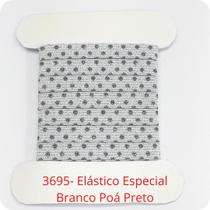 100 metros Elástico Lurex Especial 7mm Poá Branco Preto 3695 100 encadernação 100 metros Elástico Lurex Especial 7mm Poá Branco Preto 3695 100 encadernação