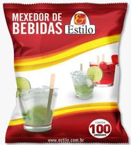 100 Mexedor de Bebida Drink Suco Madeira 12cm 100 Mexedor de Bebida Drink Suco Madeira 12cm