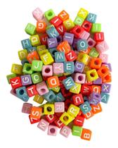 100 Miçangas De Letras Coloridas Infantil Alfabeto Entremeios Para Fazer Pulseiras Colar Missangas