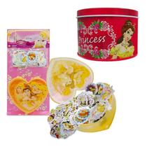 100 Mini Adesivos Princesas + Caixa de Lata Bela Princesas Disney