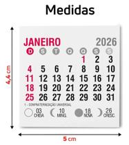 100 Mini Blocos calendários 5x4cm 2026 Destacados 100 Mini Blocos calendários 5x4cm 2026 Destacados