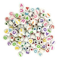 100 Missangas de Letras Vogais Contas Entremeio Miçangas de Montar Pulseira Vogal Para Colar Biju 100 Missangas de Letras Vogais Contas Entremeio Miçangas de Montar Pulseira Vogal Para Colar Biju
