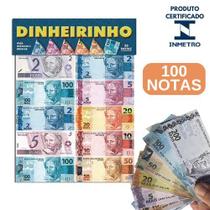 100 Notas Dinheirinho/Notas de Dinheiro Falso De Mentira Jogo Brinquedo Educativo Banco Imobiliário - PMBI