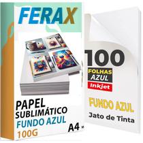 100 Papel Sublimatico Azul 100g A4 - Para Impressora Jato de Tinta