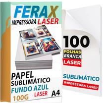 100 Papel Sublimatico Azul 100g A4 - Para Impressora Laser - FERAX