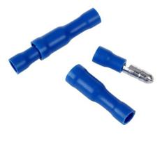 100 Pares Terminal Bala 2,5mm Fêmea E Macho Isolado Azul 100 Pares Terminal Bala 2,5mm Fêmea E Macho Isolado Azul