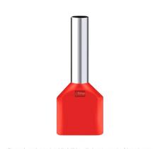 100 PÇ Terminal tubolar duplo de pino reto 2x10,0mm² vermelho FÓTON