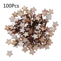 100 Pcs/Conjunto Decascos de Estrela de Madeira Natural para DIY Art Crafts Christmas Tree Decor