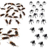 100 Pçs De Terror C/ 50 Mini Aranhas E 50 Baratas Fake Festas Pegadinha Decoração
