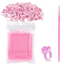 100 Pçs Descartáveis Lash Cola Anéis + 100 Microbrush Cotonete 100 Pçs Descartáveis Lash Cola Anéis + 100 Microbrush Cotonete