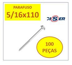 100 Pçs Parafuso P/Telha Sextavado Soberba 5/16 X 110Mm