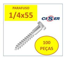 100 Pçs Parafuso Sextavado Rosca Soberba Ciser 1/4 X 55