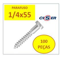 100 Pçs Parafuso Sextavado Rosca Soberba Ciser 1/4 X 55