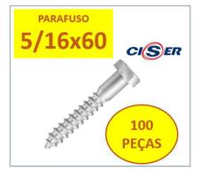 100 Pçs Parafuso Sextavado Soberba Ciser 5/16X60