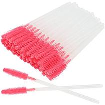100 pcs silicone rímel varinhas pincéis de cílios descartáveis para extensões de cílios aplicadores de maquiagem kit de ferramentas, claro / profundo rosa